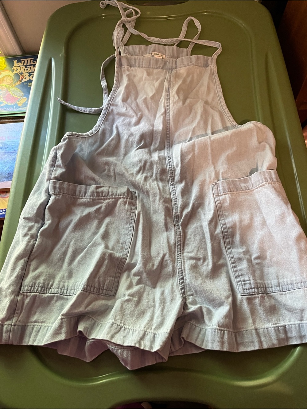aerie Light Lavender Denim Overall Shorts